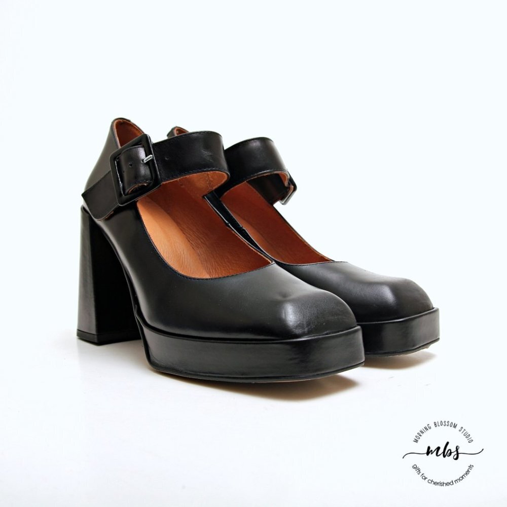 NWT Jonak Paris Mary Jane Block Heels Leather‎ Platform - Picture 2 of 15